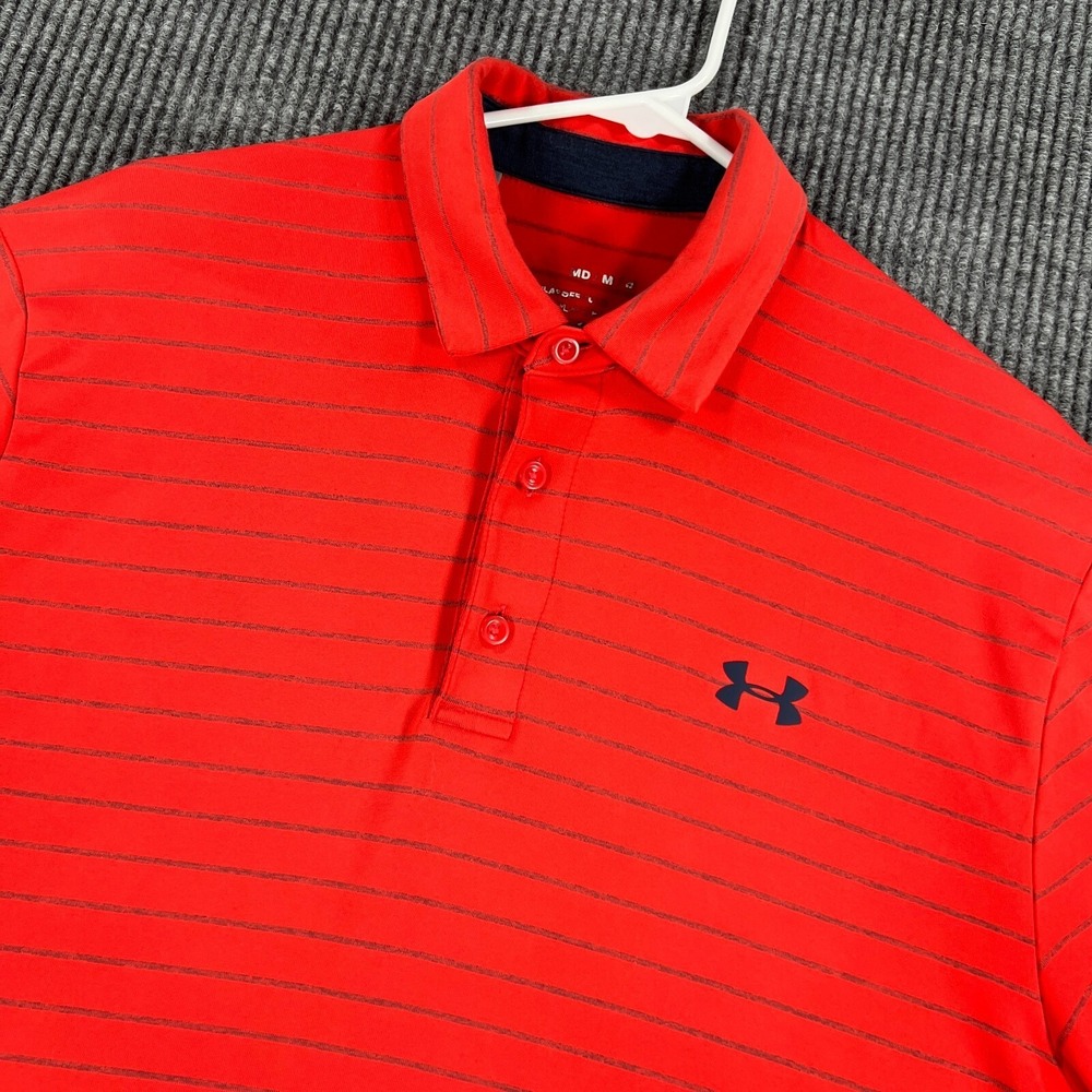 Under Armour Playoff Polo Shirt Mens Medium Short Sleeve Striped Golf Casual